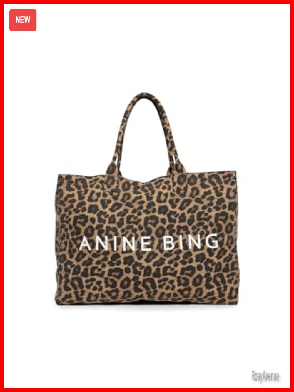 Leopard Print Canvas Tote Bag with Logo Lettering, Lightweight Cotton, Zip
